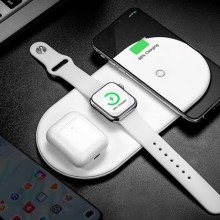 Беспроводное зарядное устройство Baseus Smart 3in1 Wireless Charger For iPhone+AppleWatch+AirPods（18W MAX）Белый