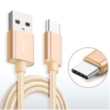 Кабель USB to USB type-C cable, Gold, TPU +Aliminium