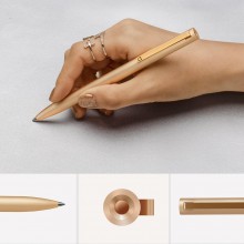 Гелевая ручка в золотистом корпусе, черная паста Gel Pen Metal, Gold