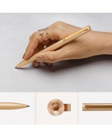 Гелевая ручка в золотистом корпусе, черная паста Gel Pen Metal, Gold